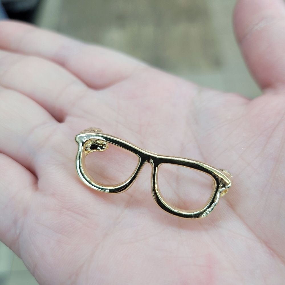 2/$20 Brand New Gold Frame Glasses Pin Brooch